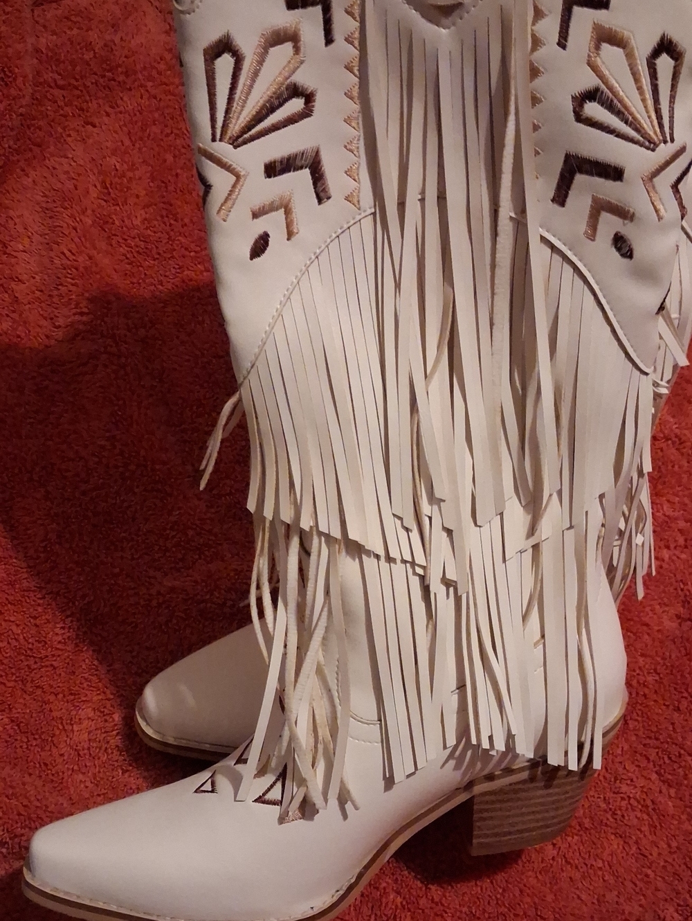Women's White Fringe Western Boots